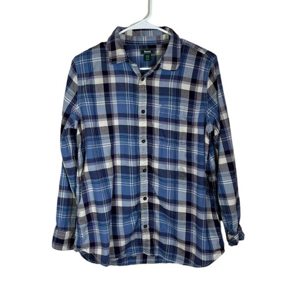 Roots Canada Blue Plaid Light Flannel Button Down Size M - Picture 1 of 10